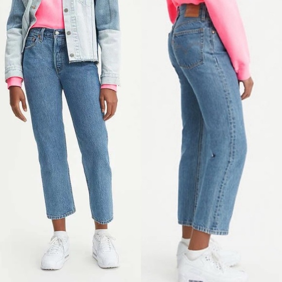 Levi’s 501 Cropped Original Jeans Breeze Stone Wash 28x26 - Picture 1 of 12
